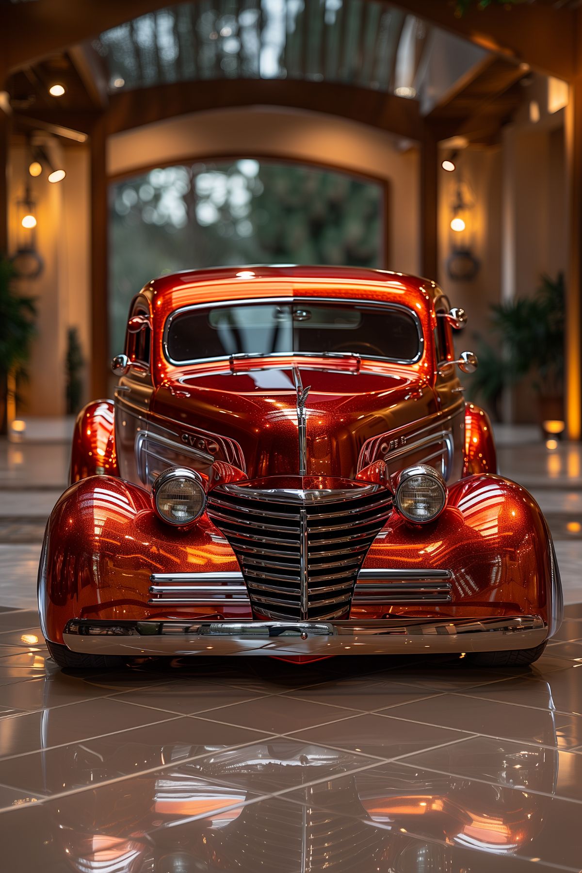 Classic car undergoing restoration process